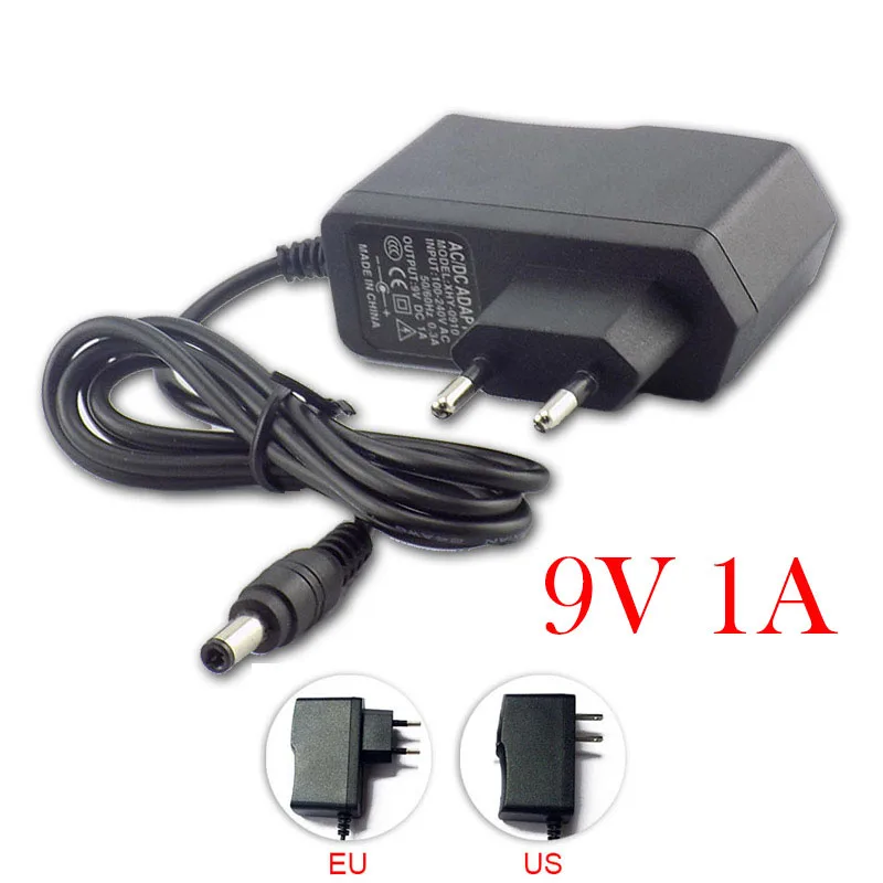 9V 1A AC DC адаптер конвертер 5,5x2,5 мм Переключатель Мощность 100 V-240 V Питание US EU Plug Зарядное устройство для видеонаблюдения Светодиодные ленты света H10