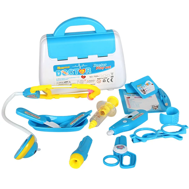 

Children Play House Model Doctor Echometer Toy Medical Care Suitcase with Sound And Light 13 Pieces Doctor Set