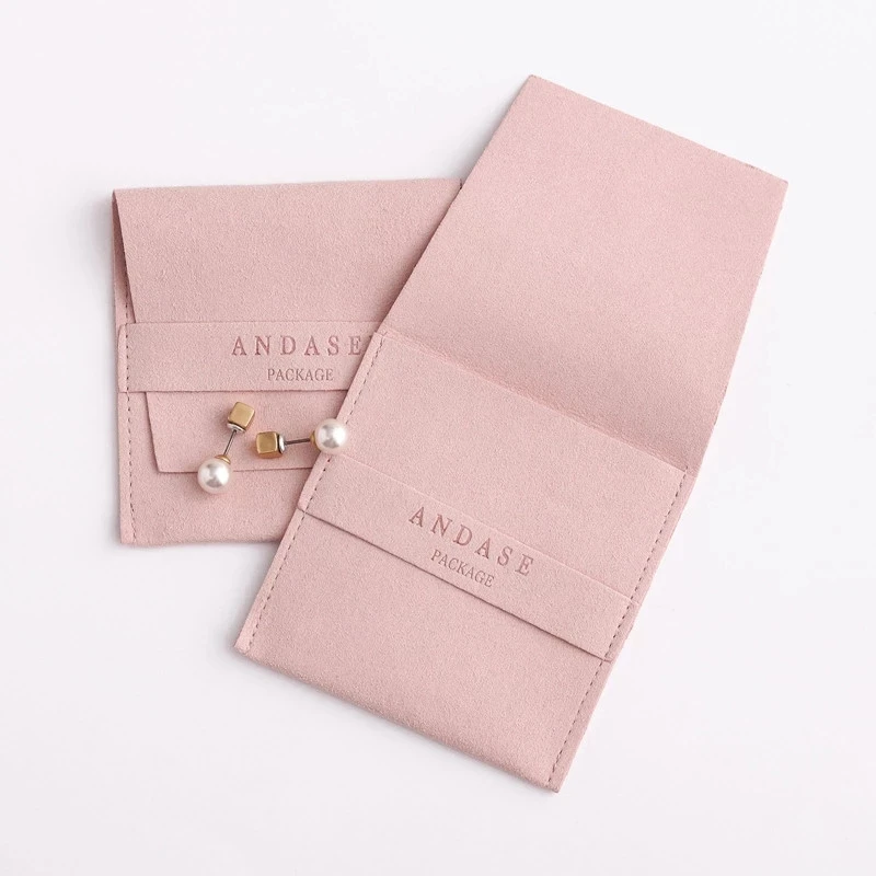100pcs Custom logo Gray personalized Luxury Microfiber Jewelry Pouches for Fashion Earrings Necklaces Packaging free shipping