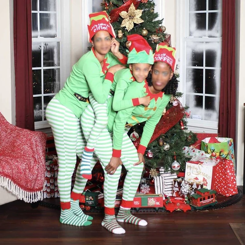 Kerst Familie Bijpassende пижамный комплект volwasen Kids Vrouwen Kerst Kerstman Nachtkleding tweedelige Kleding GM