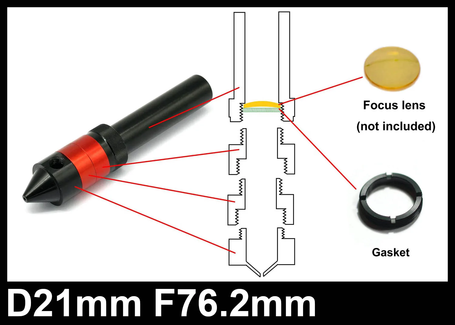 D21mm лазерная головка трубки F76.2mm для CO2 лазерная режущая головка с ЧПУ режущая головка станок для лазерной резки CO2 гравировальный станок