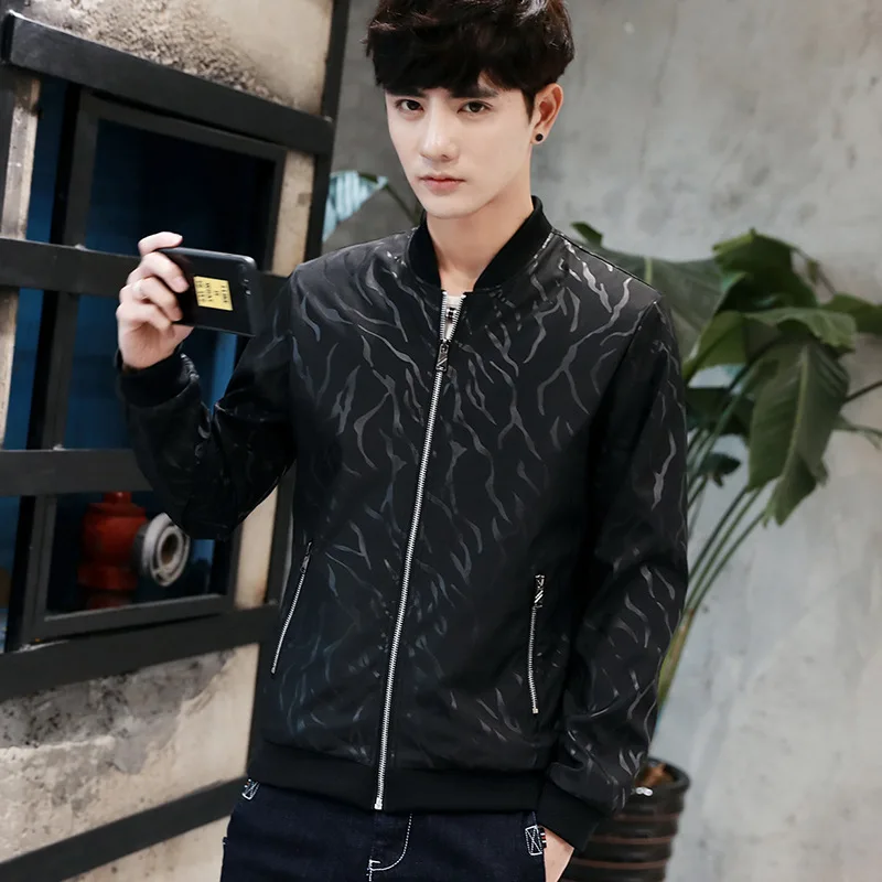 

2017 Spring And Autumn Thin Baseball Collar Floral Print Coat Origional Hong Kong Style Casual Large Size Fashion Jacket Men's