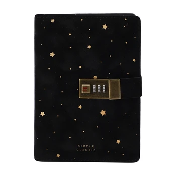 

Spiral Diary with Lock DIY Agenda Planner Organizer Line Monthly Notepad Retro Notebook Plush Travel