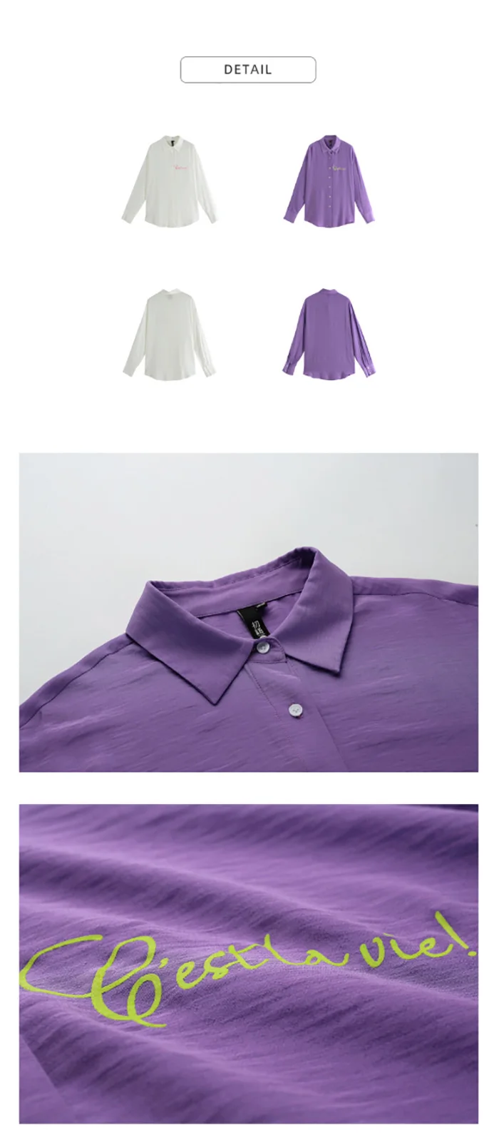 Toyouth Женская свободная фиолетовая блузка, Повседневная рубашка с отложным воротником и длинным рукавом, Женские топы с буквенным принтом