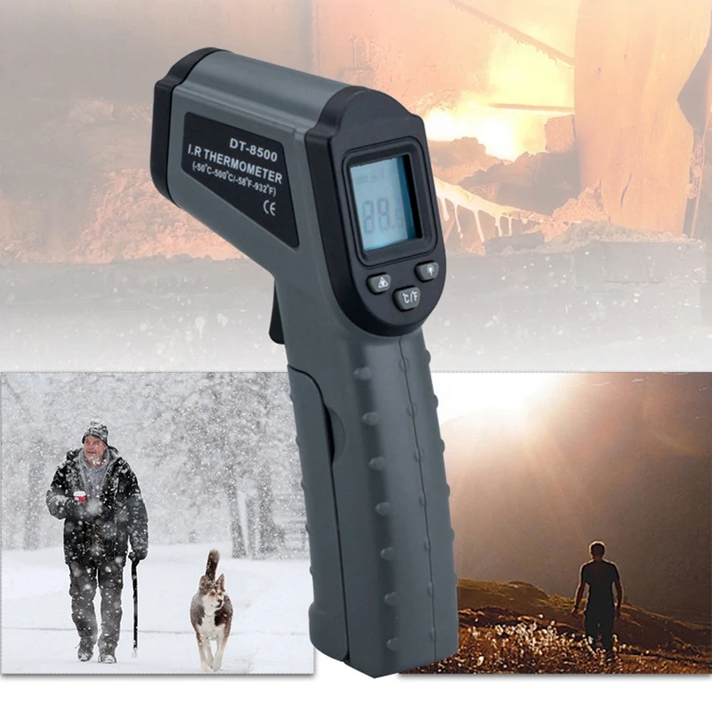 DT-8500 lcd цифровой ИК инфракрасный термометр измеритель температуры точечный-50~ 500 градусов Бесконтактный термометр