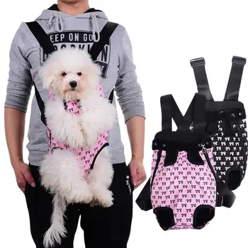 

New Fashion Dog Cat Pet Dog Puppy Carry Front Carrier Outdoor Backpack Bag With Cute Bowknot Pattern Pet Support For Sale