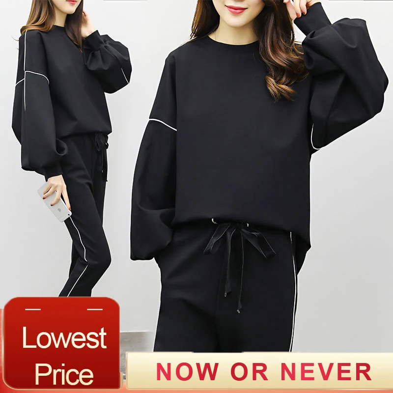 

4xl Women Tracksuit Causal Sportswear Sets Women Patchwork Hoodies Sweatshirt and Sweatpant 2 Pcs Set Spring Autumn Jogger Set