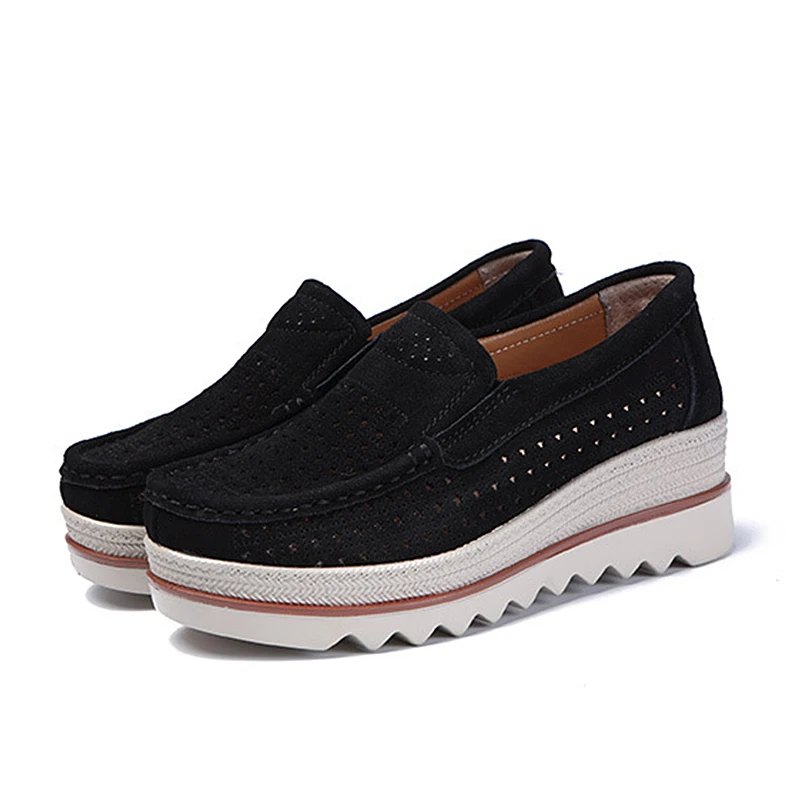 3088-1black Весенняя женская обувь на плоской подошве; кроссовки на платформе; слипоны на плоской подошве; женские лоферы из замши; мокасины; повседневная женская обувь с толстой мягкой подошвой - Цвет: 3088-1black