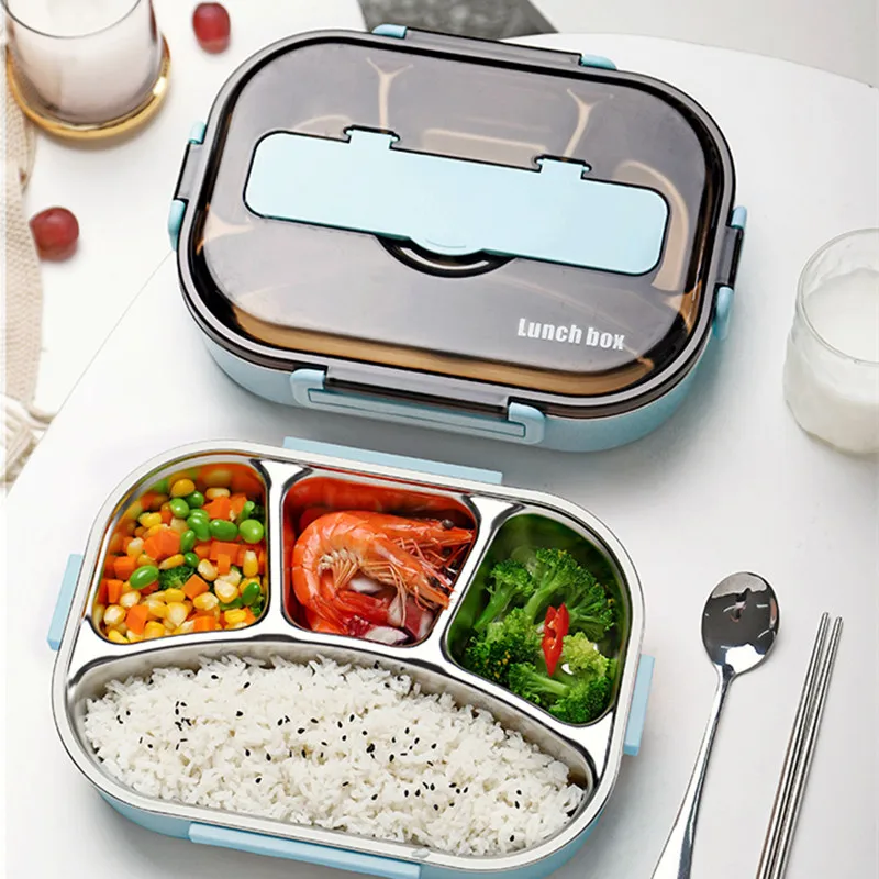 Bento Ланч-бокс, контейнер для еды для детей, 304 нержавеющая сталь, ящик для кухни, герметичный контейнер для еды, набор посуды