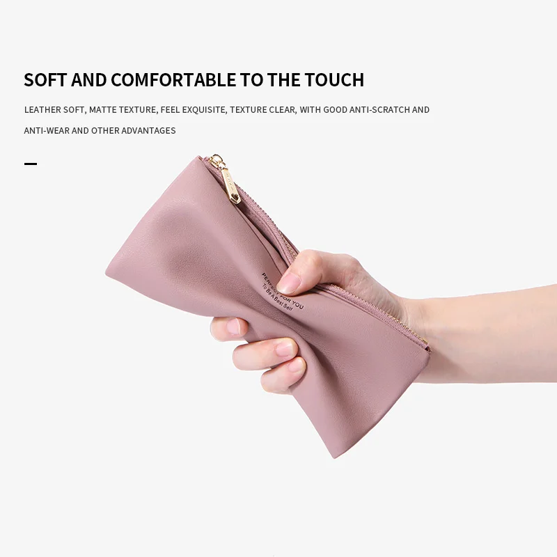 WEICHEN Soft Leather Women Wallets Purse Card Holder Zipper Phone Pocket Long Wallet Carteira Portfel Forever Young Female Purse