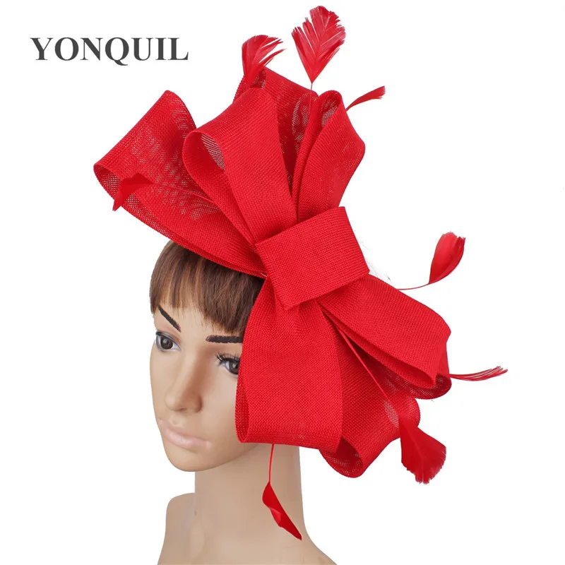 Bow Design Fashion Hair Wedding Accessories Fascinator Hat Bridal Mariage Hat Headwear With Hair Combs Fancy Feather Accessories