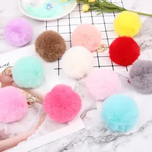 Южная Корея милый искусственный мех кролика рекс брелок Золотой цвет цепь xia kou для мужчин и женщин автомобильный брелок 8 см пушистый шар посылка Penda