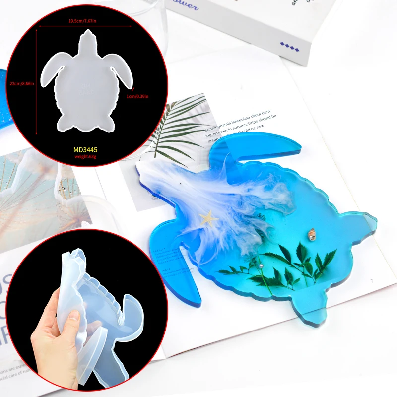 DM034 Sea Animal Tortoise Turtle Mold Silicon Resin Animal DIY Coaster Molds UV Resin Epoxy
