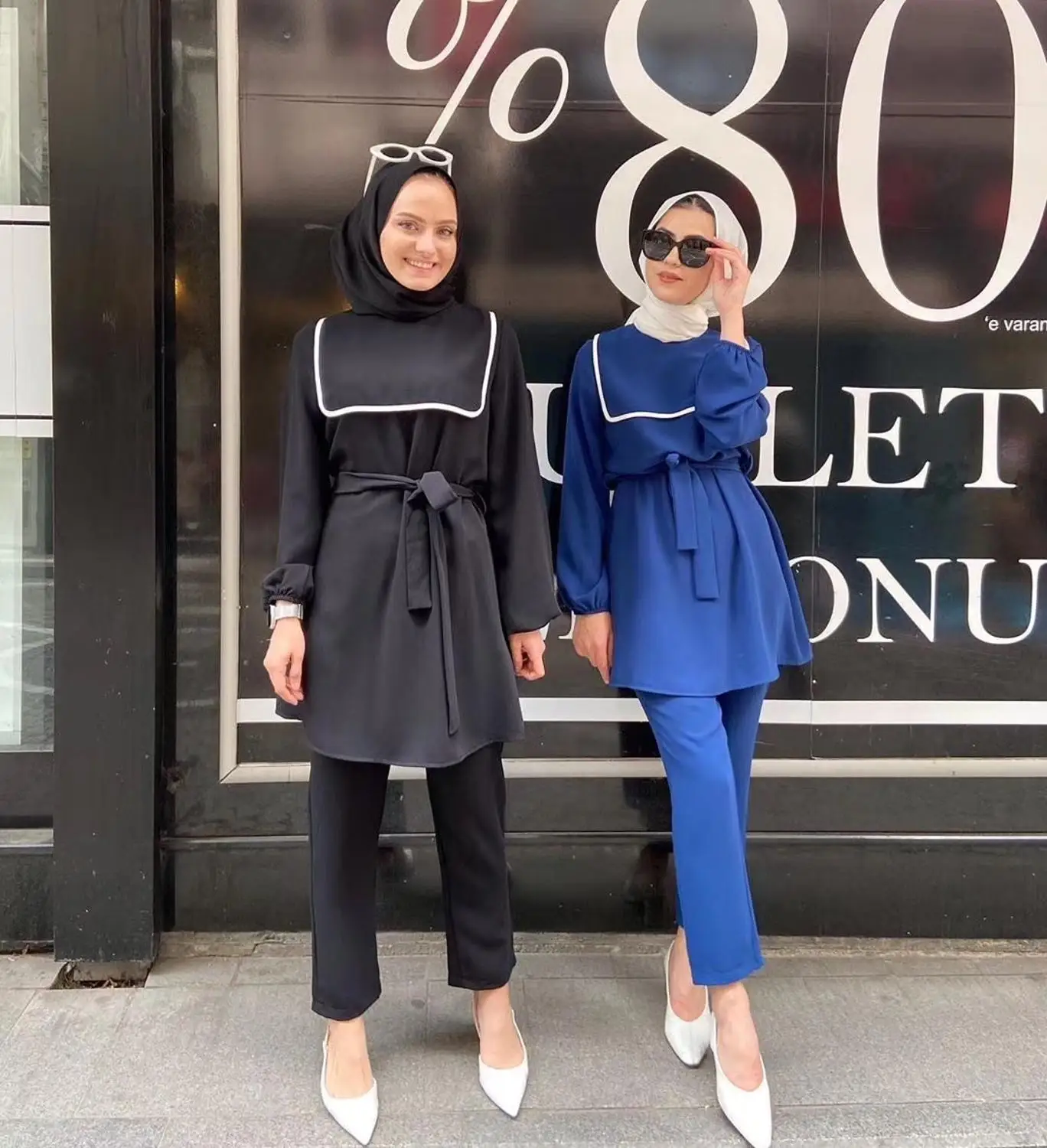 2 pezzi Dubai set musulmani hit color top + tailleur pantalone donna caftano  Oman Hijab turco abito islamico musulmano ramadan ropa F1697|Islamic  Clothing| - AliExpress