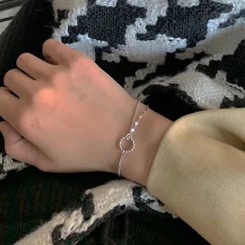 

Fashion 925 Sterling Silver Double layer Bracelets for Women Trendy Elegant Round Charm Bangles & Bracelet Party Jewelry sl329