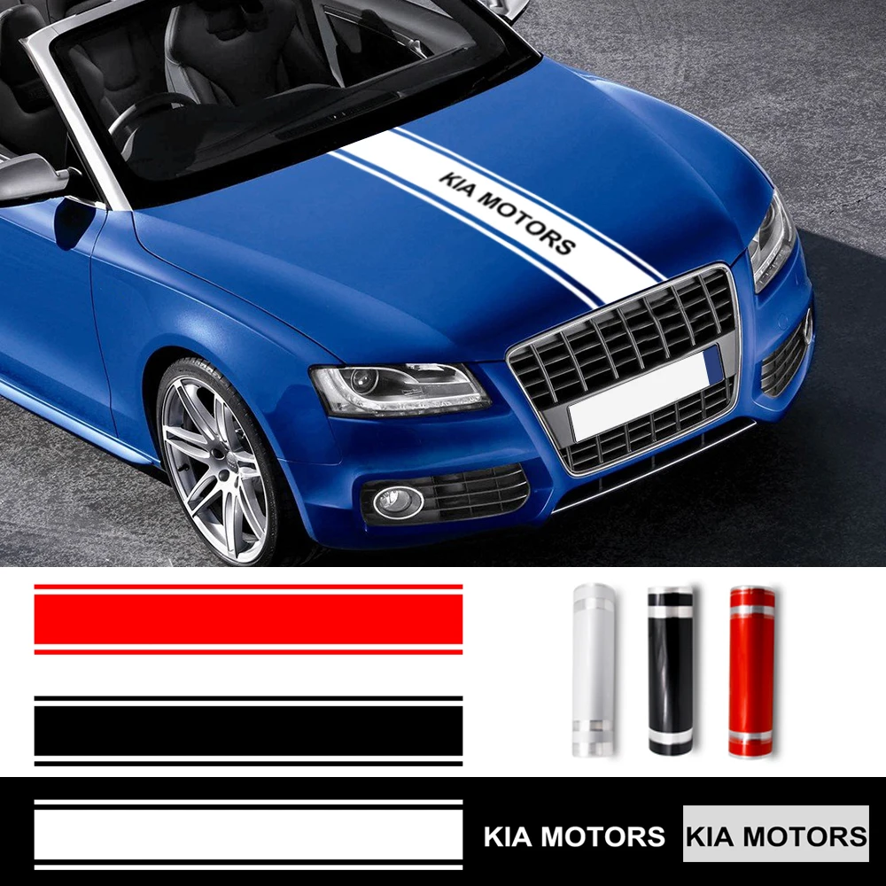 

1SET 140*23cm 3 Colors Car Hood Decal Waterproof Scratchproof Engine Cover Sticker Car For Kia Motors Cerato Sportage R K2 K3 K5