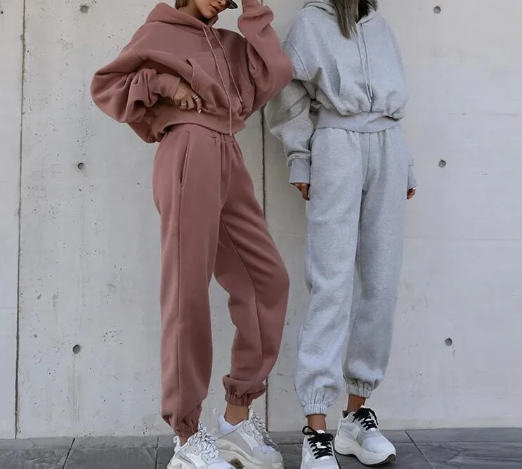 

2020 Women Two Piece Set Outfits Autumn Women's Tracksuit Oversized Hoodie And Pants Casual Sport Suit Winter 2 Piece Woman Set