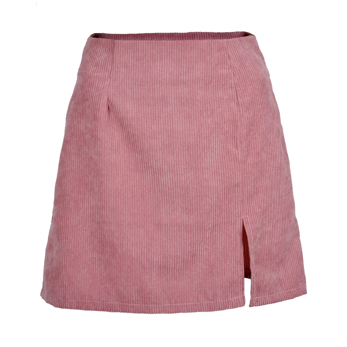 European and American women's high-waist corduroy skirt solid color slit A-line skirt tutu skirt