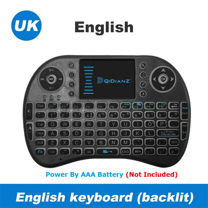 English 2,4G мини беспроводная клавиатура с тачпадом QWERTY с USB Приемником пульт дистанционного управления для Smart Android tv Box Play Game pc x96 - Цвет: English