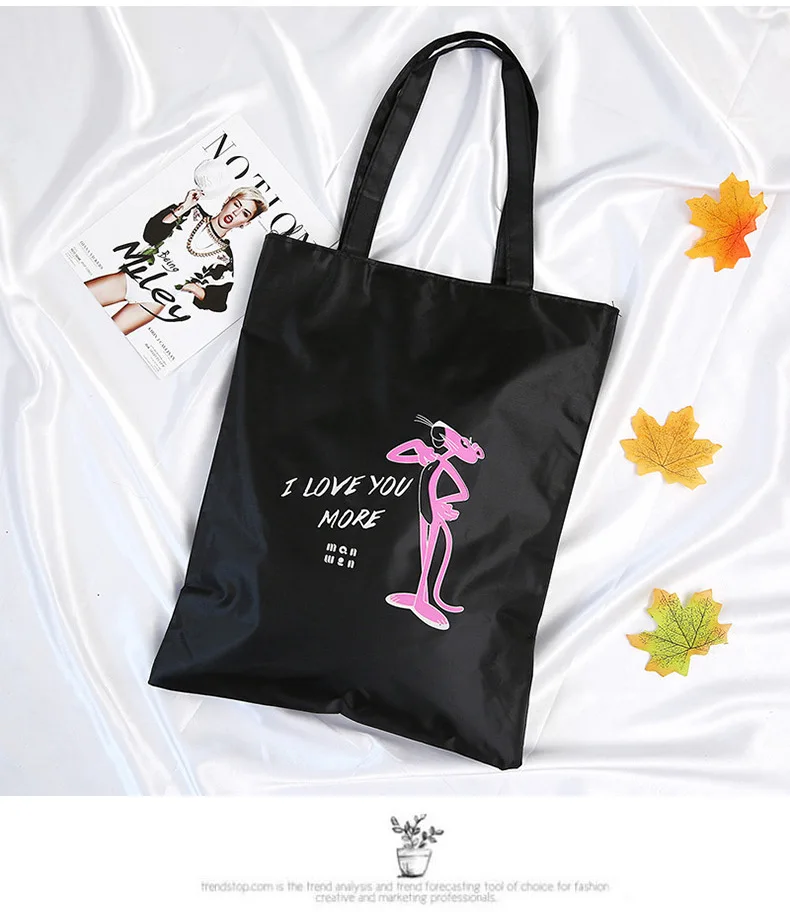 Cartoon Cute Online Celebrity Pink Panther Single-shoulder Canvas Bag Women's Shopping Bag Large Capacity Carry Bag