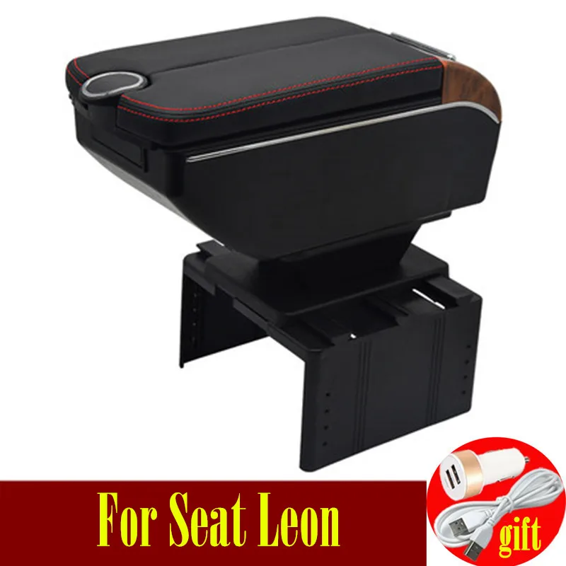Подлокотник для сиденья Leon двойные двери открывающийся 7usb консоль контейнер