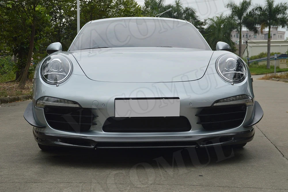 Углеродного волокна передний бампер спойлер подходит для Porsche 911 991 GT3 2012 2013 V Стиль насадка для подбородка защитная пластина для украшения автомобиля