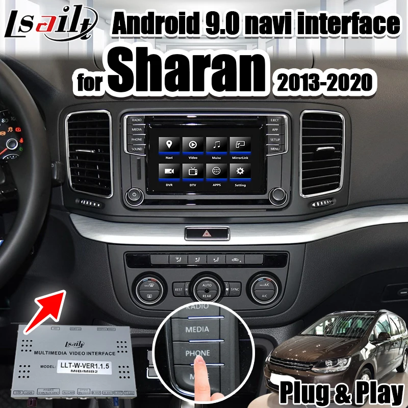 Android 9 0 беспроводной навигационный видеоинтерфейс для Sharan/Tiguan/Skoda .. 20 лет с youtube
