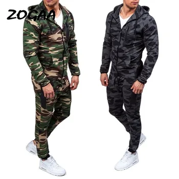 

ZOGAA 2020 Camouflage Jackets Set Men Camo Printed Sportwear Male Tracksuit Top Pants Suits Hoodie Coat Trousers Autumn Winter