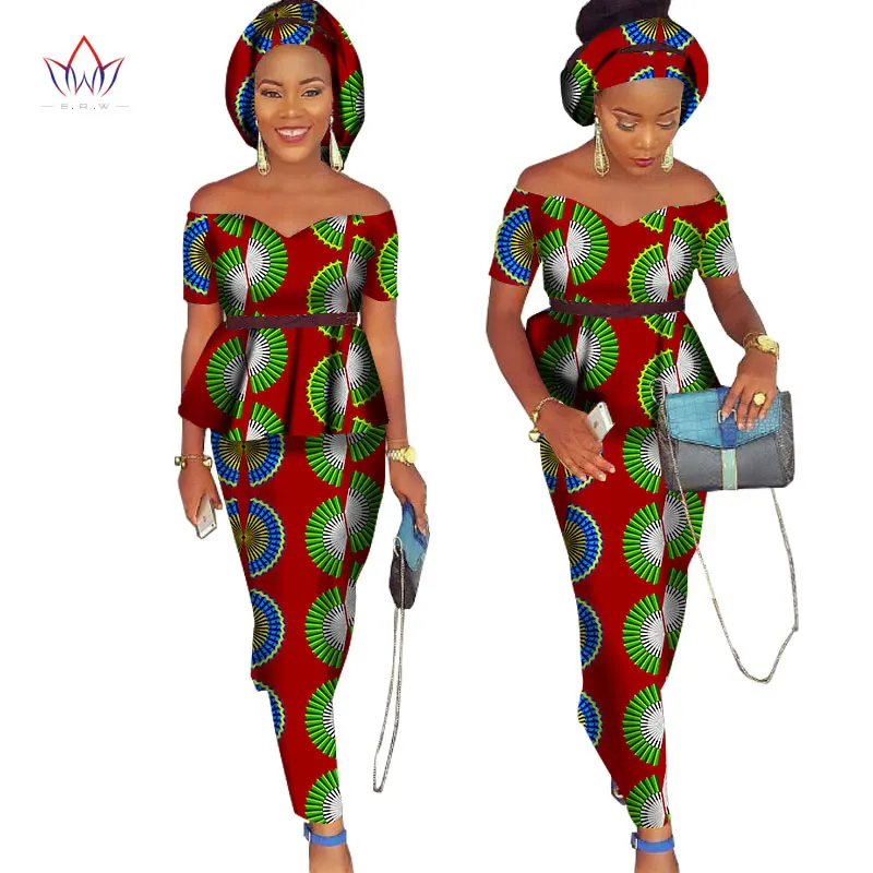 Женское платье в африканском стиле Bazin Riche комплект из 2 предметов топ и юбка с