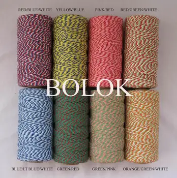 

2 pieces(220yards) 25 kinds color choose colored Cotton Baker twine for gift packing, cotton twine 12ply by EMS