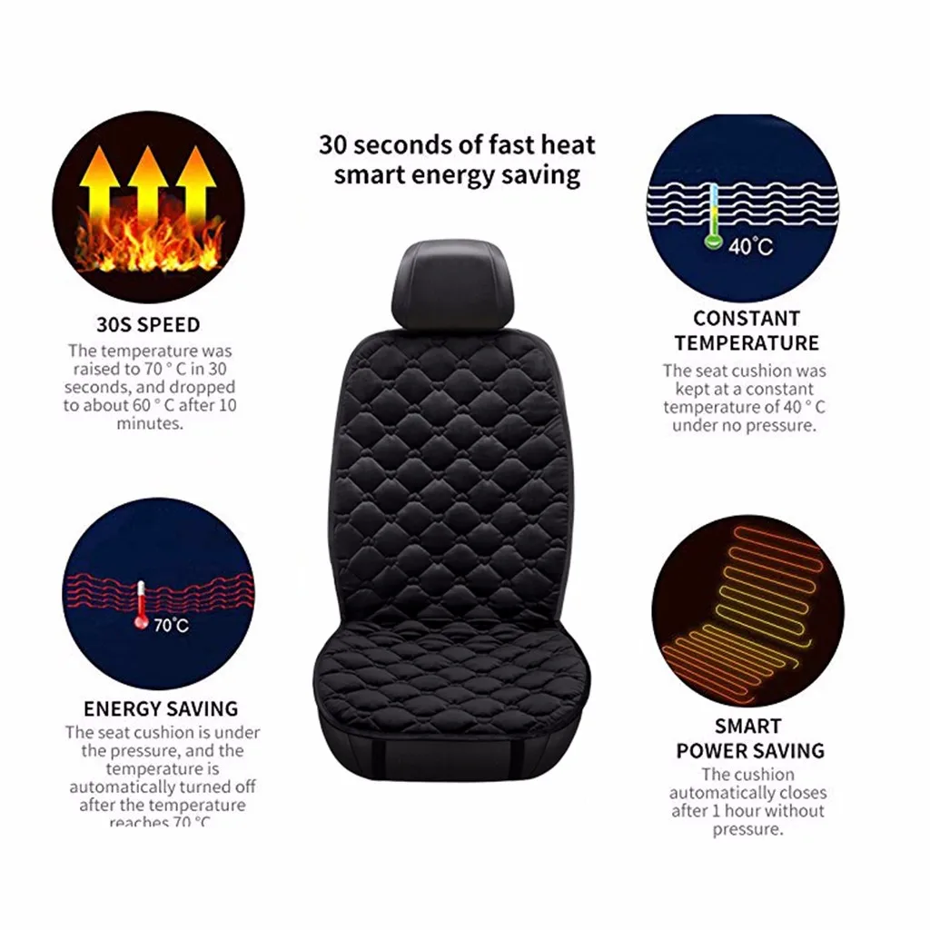 Регулируемая температурная функция, подогрев автомобильного сидения, подогрев, подушка для автомобильного сидения 12 В, подушка для автомобильного сидения, нагреваемый, легко устанавливается# P35