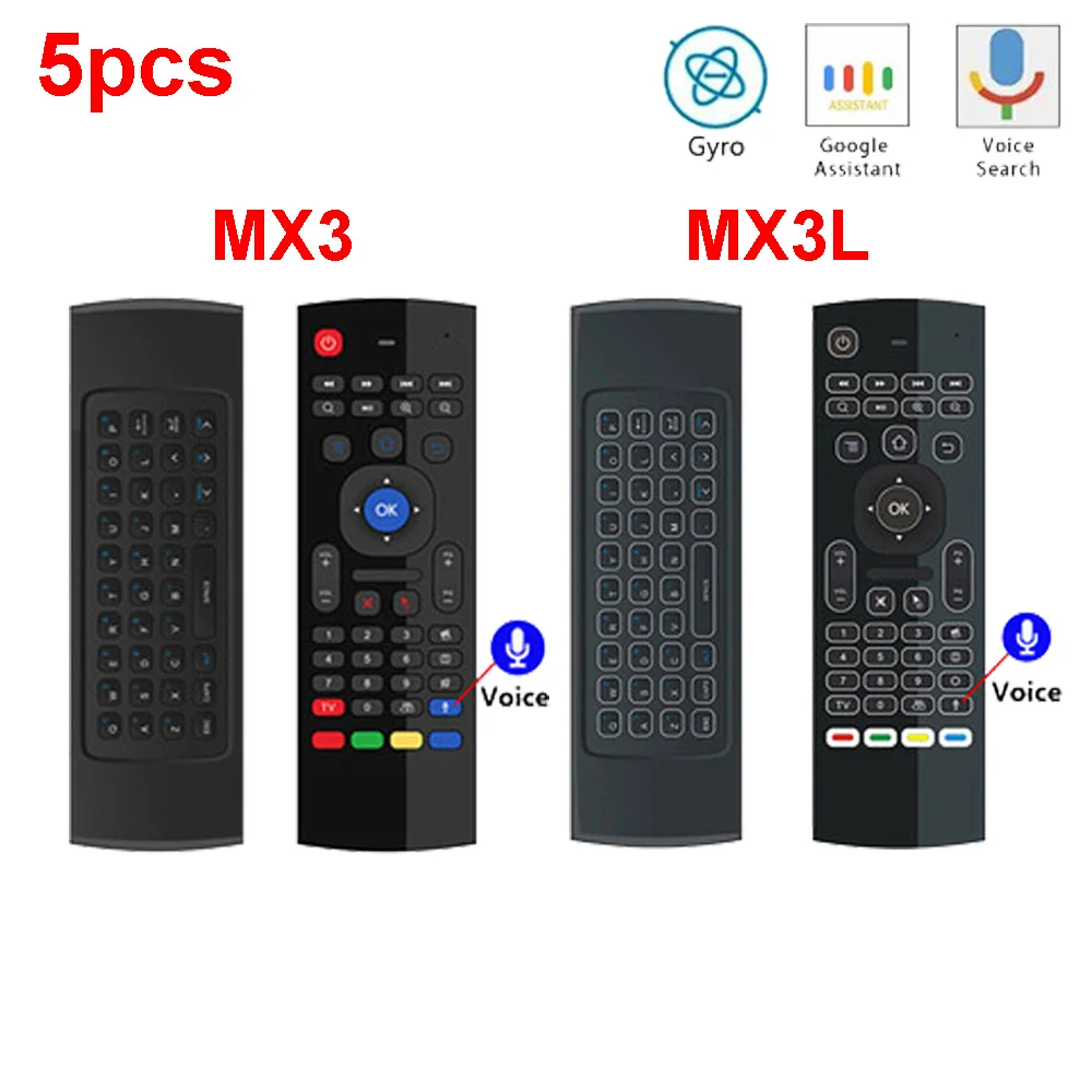5 шт. MX3 MX3-L с подсветкой Air mouse T3 Smart Voice дистанционное управление 2,4G RF Беспроводная клавиатура для X96 KM9 A95X H96 MAX Android tv Box
