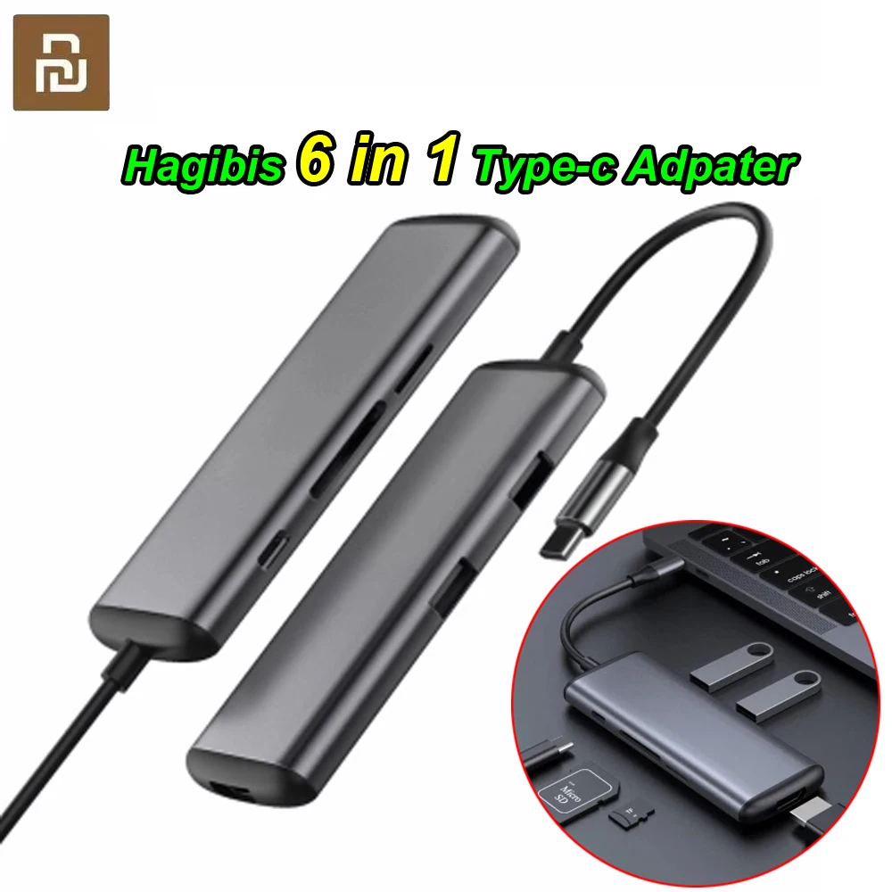 Youpin Hagibis 6 в 1 Type c к HDMI USB 3 0 TF SD кардридер PD зарядный адаптер концентратор для iPhone