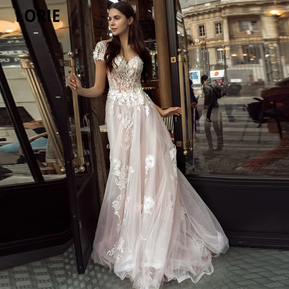 light pink wedding dress plus size