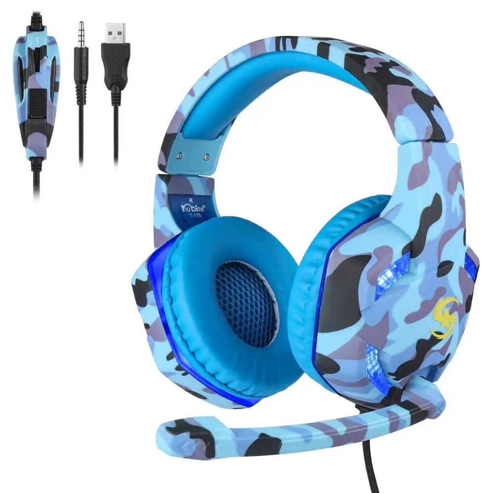 T 176 Professional Gaming Headphones for Computer PS4 Adjustable Bass Stereo PC Gamer Over Ear Wired Headset With Mic Gifts