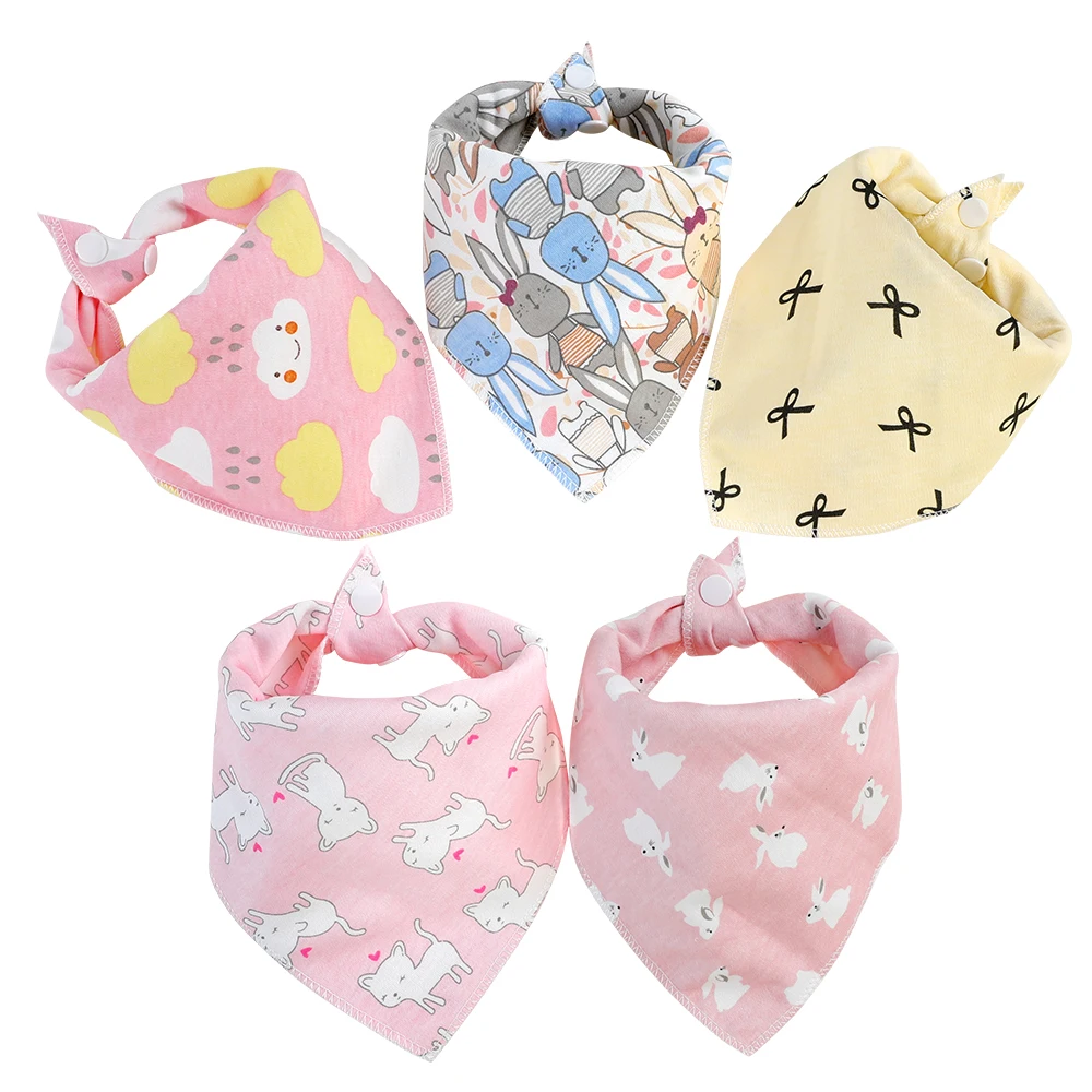 5Pcs Baby Bibs Soft Cotton Animals Baby Drool Bibs Triangle Scarf Comfortable Drooling and Teething Towel Saliva Towel born baby accessories	 Baby Accessories
