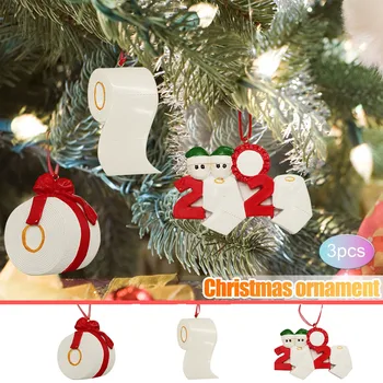 

3PCS 2020 Christmas Holiday Decorations Personalized Santa Claus Of Ornament Charms Ornament Pandemic navidad Decorations