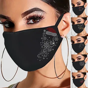 

Women Men Christmas Mask Adult Diamonds Cotton Reusable Washable Face Mask Outdoor Fashion Dustproof Foggy Haze Mask Mascarillas