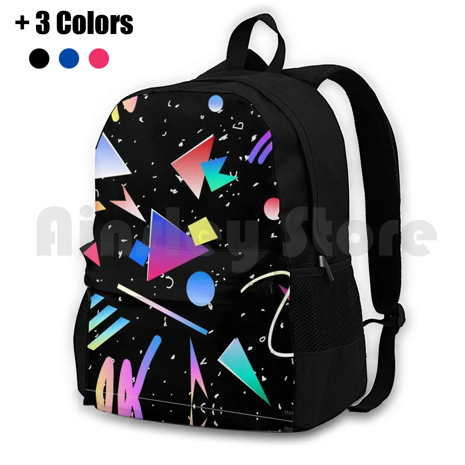 

Здравствуйте Мемфис (черный) Наружный походный рюкзак Водонепроницаемый Кемпинг путешествия 90-х 80-х абстрактный стиль 1920-х годов фон шаблон 1990S