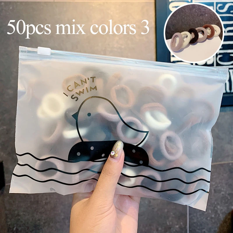 50pcs mix colors 3 50/100 шт./компл. и девочек цветной зарядный кабель в нейлоновый оплетке с небольшой резинки для волос Дети хвост держатель резиновые резинки для волос аксессуары - Цвет: 50pcs mix colors 3
