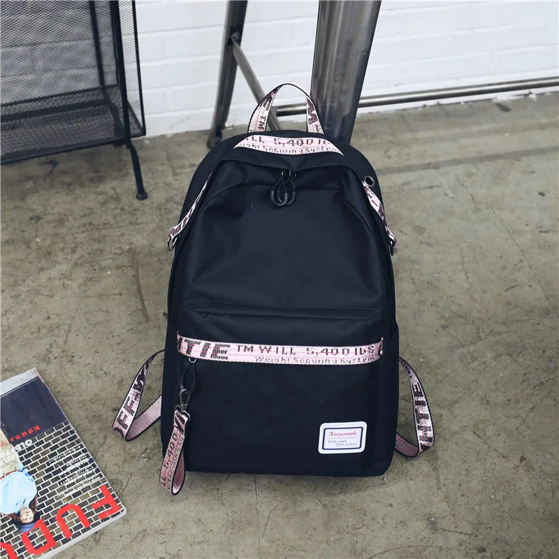 Black Pink Wobag Laptop Backpack Waterproof For Teenage Boys Girls Travel Anti theft Large Capacity Student Backpack School Bag - Цвет: Black Pink