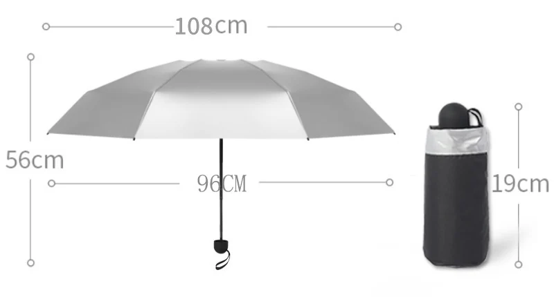 Только Jime, титановый Серебряный Пятикратный зонт, креативный мини-зонт, солнцезащитный зонтик с серебряным покрытием, карманный складной зонтик