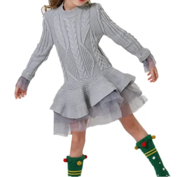 

FPZIPE New autumn winter girl sweater baby girl long sleeve sweater dress children girl princess party dress kid clothes