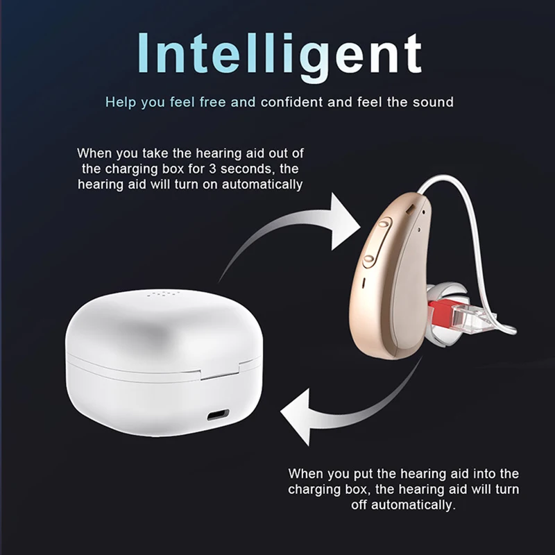 4 Channels Digital Rechargeable RIC Hearing Aid Invisible Earbuds With Recharge Charger Case Hearing Aid Dryer Hearing Aids 4