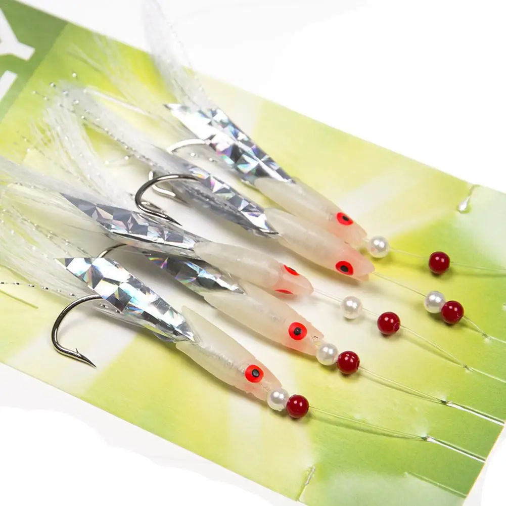 5 шт./компл. светящийся рыболовный крючок из углеродистой стали, перья скумбрии, бас-треска, морская приманка, рыболовные приманки, приманка высокого качества, рыболовные снасти