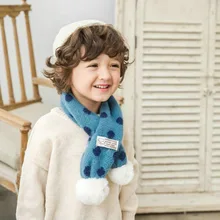 Корейская вязаная шерстяная одежда в горошек с помпонами мягкие теплые осенне-зимние плотные детские шали для мальчиков и девочек, шарфы, аксессуары-LHC