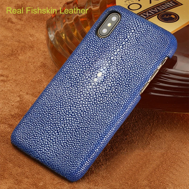 

LANGSIDI Genuine Stingray leather Case for iphone 11 pro 6s 7 8 8plus X XS MAX XR Luxury leather Handmade Craft Back Cover