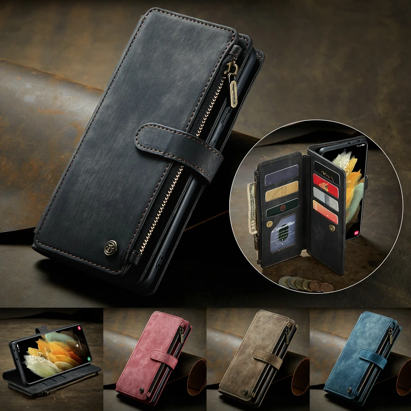 Luxe Leather Case Voor Xiaomi Redmi Note 9 10 Pro Max 9S Wallet Flip Card Cover Voor Samsung S21