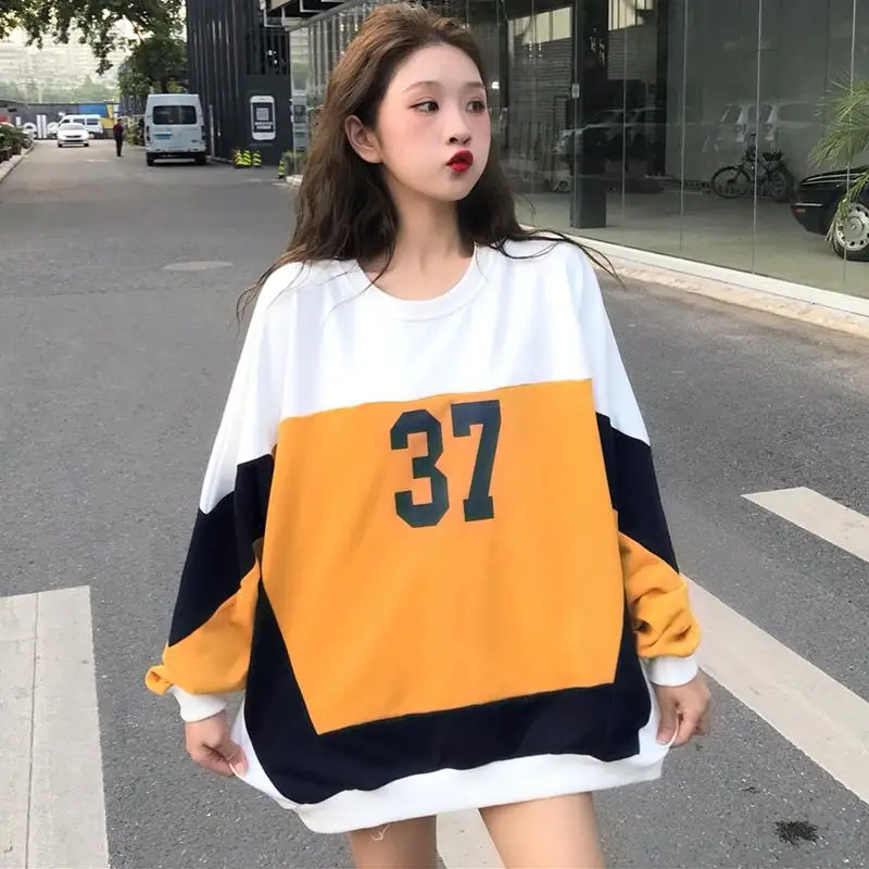 Женская толстовка большого размера плюс с принтом уличная одежда Kpop на осень в