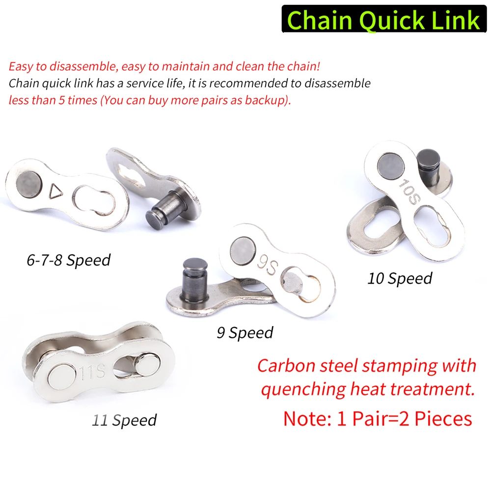 1 Pair/5 Pair Bike Chains Mountain Bike Bicycle Chain Connector for 6 7 8 9 10 11 Speed Quick Master Link Joint Chain Bike Parts